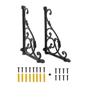0-moyi 764690510255 2pcs Large Shelf Brackets Cast Iron Wall Mounted Vintage Decorative