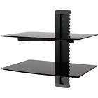 7182 Shelf Wall Mount 2 Tv Dvd Black Tempered Glass Shelves Under Bracket 761591307182