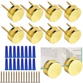 Accencyc 738170407069 Golden Upgraded 3-5mm Frameless Mirror Mounting Hardware 8 Pack Pcs Gold