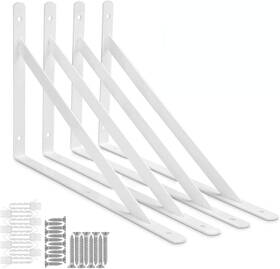Acrux7 745695693945 4 Pack White Steel Shelf Brackets 12x8inch - Heavy Duty 12 Inch X8