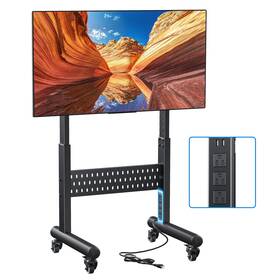 Afaloona Af-tc108 Commercial Rolling Tv Stand With Power Outlet Mobile Cart Lockable W