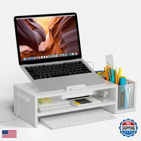 B0dkt4mst6 Afooyo Adjustable Wood Laptop Stand Ergonomic Height Angle Computer Riser Pen