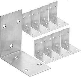 Akolafe 695510129824 10pcs Stainless Steel L Bracket 3.3 Inch X 1.9 Heavy 48x85x85 Mm Silver