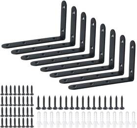 J5207b-8p Alise 8 Pack Floating Shelf Brackets Black Heavy Duty L Bracket Pcs