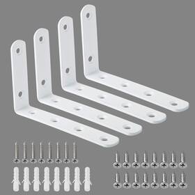 J5207w-4p Alise Inch White Floating Shelf Brackets Heavy Duty L Corner Brace Stainless Steel Suppo