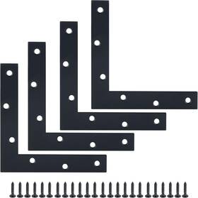 J7150lb-4p Alise L Flat Brackets Corner Bracket Black 150x150mm 4pcs Matte