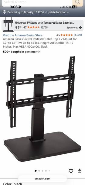 B07y4glzlw Amazon Basics Unopened Swivel Table Top Tv Mount Height Adjustable