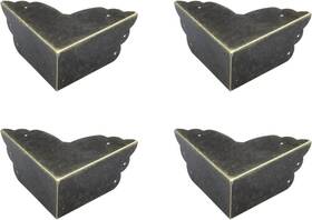 18050401 Antrader 4pcs Metal Box Corner Protector 2.8 X 1.2 Bronze Tone
