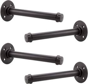 20231102 Apacali 4pcs Industrial Pipe Shelf Brackets 8 Inch Black Iron Rustic