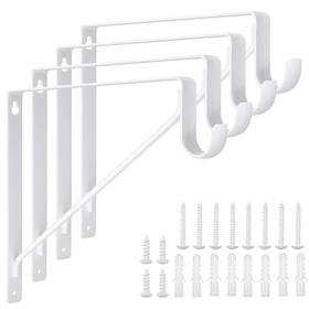 Apacali 696629690267 4 Pack Heavy Duty Closet Rod Brackets Holder 11 White - 4pack