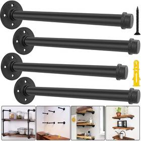 Ap20231102 Apacali Industrial Pipe Shelf Brackets 12 Inch Black Iron Rustic