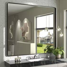 Apmir 445007919925 40 Inch W X 36 H Rectangular Aluminum Alloy Framed And Tempered Glass Wall Ba
