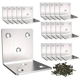 Aufuga 703726193666 Silver Stainless Steel Corner Bracket Joint Right Angle 2x2x2 Inch