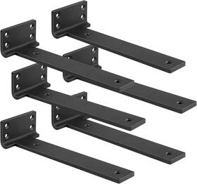 Aunulahca 657381764122 Floating Shelf Bracket 12 Inch 6 Pack L Brackets For Shelves 12inch Black