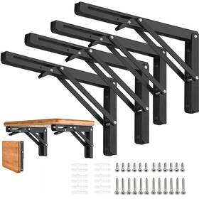 Autohj 761765378604 Folding Shelf Brackets - 16 Inch 4 Pcs Heavy Inch- Packs Black
