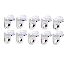 Awen 054114712816 10pcs Mounting Brace Fixing Glass Shelf Bracket Pegs S-10pcs Silver Tone