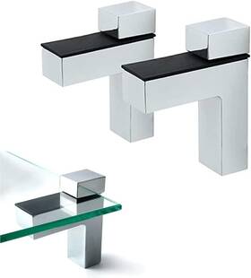 Awen 741326206539 Solid Metal Adjustable Wood/glass Shelf Bracket Polished Chrome-2pcs