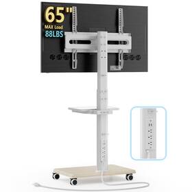 Ax01wg02 Ax Waber Mobile Tv Stand With Power Outlets&shelf Floor Portable Wheels