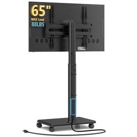 Ax1011tbm Ax Waber Mobile Tv Stand With Power Outlets Wheels Swivel 27-65inch Black