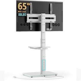 Ax2010tw Ax Waber Floor Tv Stand With Power Outlet Shelf 27-65 88lb 70 Swivel White