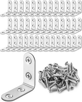 Bates Choice 810108760603 Bates- L Brackets For Wood 40 Pack With 160 Pcs Screws 1.5 Inch X1.5 Silver