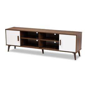 159-9861-hit Baxton Studio Quinn Wood Tv Stand Screens Up To 78 Inch Walnut And White
