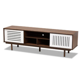 169-10747 Baxton Studio Meike Two-tone Walnut Brown And White Wood Tv Stand