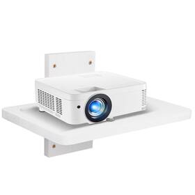 Dan001 Bearut Solid Wood White Mini Projector Mount And Wall Holder - Floating Shelf For Ro