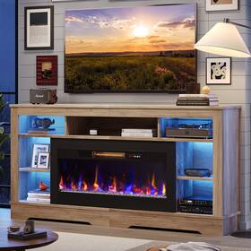 Bestier 680358150451 71 Inch Fireplace Led Tv Stand With 36 Electric Gray Wash