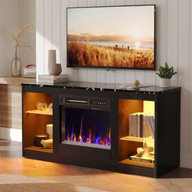 Bst2401103g-w Bestier Modern Electric Fireplace Tv Stand For Tvs Up To 55 Inch With