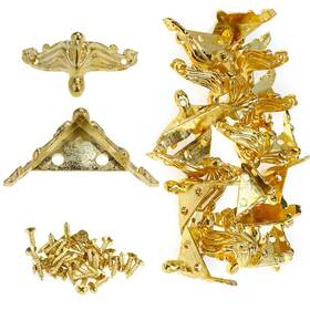 Hx0073 Bitray 20 Pcs Corner Protectors - Antique Brass Jewelry Box 1.41 0.75 Inch Gold