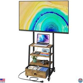 Tvs024-arb Brand Aflui Rolling Tv Stand With Wheels And Mount - Rustic 15 Inch Brown Entertainment Center