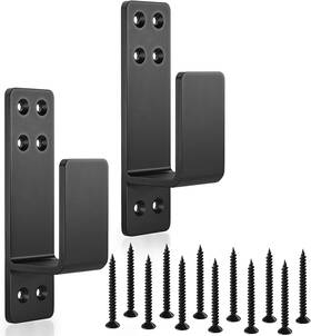 022bk Brand Amzfine 2x4 Door Barricade Brackets Heavy Duty 2pcs Bar Holder Black
