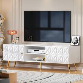 Glbtt019wh Brisunshine 58 Inch Tv Stand For 55/60/65 Modern Entertainment Center With Adjustable