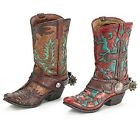 Burton-9723618 Burton Brown Or Turquoise Western Cowboy Boot Vase 098111064257