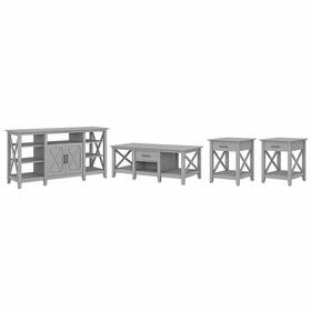 Kws025cg Bush Furniture Key West Tall Tv Stand With Coffee Table And Set Of 2 End Tables