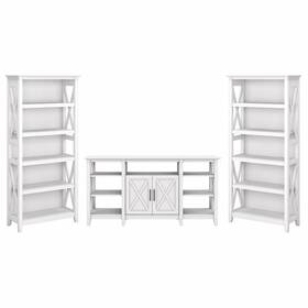 Kws027wt Bush Furniture Key West Console Tv Stand Screens Up To 65 Inch Pure White Oak