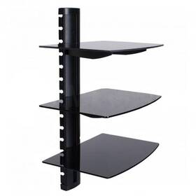 180149 Cable-zilla Triple Av Glass Adjustable Wall Shelf Mount For Tv Media Box Players Routers Dvr