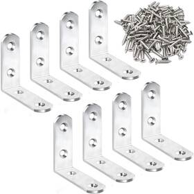 Cam-l5050 Cammuita 8 Pack L Bracket Corner Braces 2 Inch Stainless Silver X 0.8