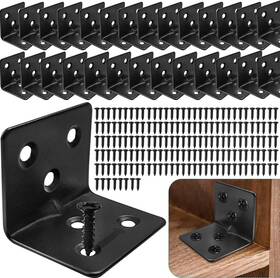2022zh1 Carooyac 28 Black L Corner Brackets 168 Stainless Steel Screws Heavy 28pcs