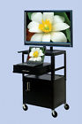 Cart Tv Storage 32 Monitor Flat Bracket Mount Media Rolling Screen Shelf