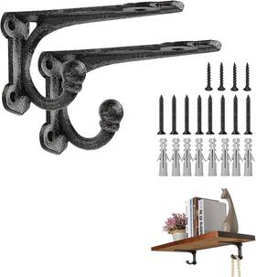 9844 Chasbete 4 Inch Shelf Brackets Cast Iron 4inch 2pack Matte Black