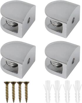 Chenjin 729388456871 Glass Clamp 4pcs Adjustable Frameless Rectangle Shelf Silver