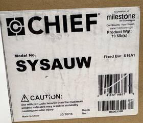 Chief 841872166179 Sysauw Suspended Ceiling Projector Systems Mount White