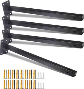 0084 Cionyce 772324580499 4 Pcs 16 Inch Floating Shelf Bracket Heavy Duty Black Style 2#