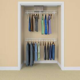 Closetmaid 711181256291 Superslide 12 Inch D X 48 W 36 H White Wire Fixed Mount Double Hang Rea