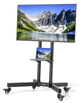 Hw1268bk Densch Heavy-duty Rolling Tv Stand For 32 85 Inch Screens Supports 187 Lbs 154
