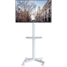 Tc004-wh Dragonten Worldwide Limited Mobile Tv Stand Tilt Rolling Cart With Media Shelf And Locking White