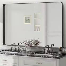 Ebikebc 445023983955 55 Inch W X 36 H Rectangular Tempered Glass And Aluminum Alloy Framed Wall Ba
