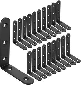 Emeroll 763684326650 20 Pcs L Corner Brace Heavy Duty Shelf Brackets 4 X 3 Inch 4x3-20pcs Black